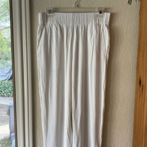 Loft High Rise Straight White 100% Viscose Texture Pants Size M